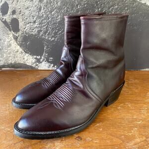 Tony Lama 8 Men's Oxblood Red Western Boot Zip Closure Ankle Length Leather